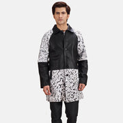 
Artistry Black Dye Leather Coat in Black & White Sheepskin Dip &Amp; Dye - Front Profile View & Tailored Silhouette | Buy Online
