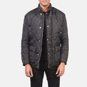 Men's Barry Quilted Svart Windbreaker Skinnjakke for Herre in Black Polyester - Front Profile View &amp; Tailored Silhouette | Buy Online