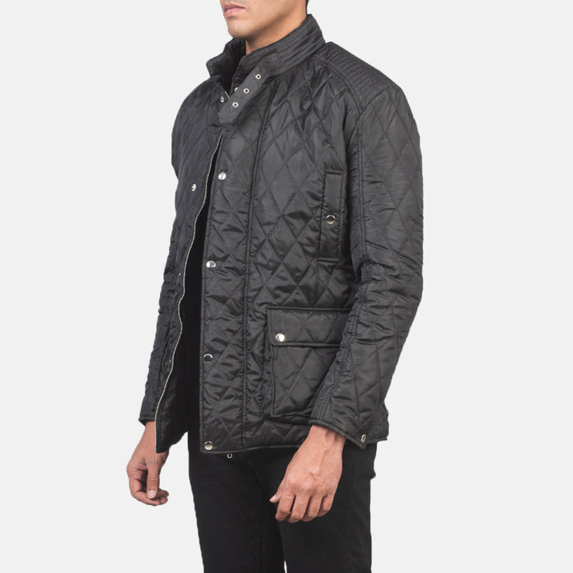 Barry Quilted Svart Windbreaker Skinnjakke for Herre