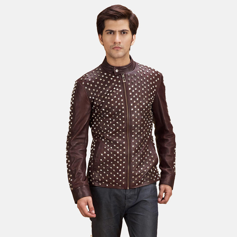 Blix Bono Maroon Bikerjakke i Skinn for Herre