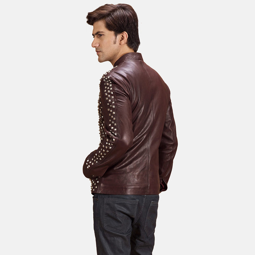 Blix Bono Maroon Bikerjakke i Skinn for Herre