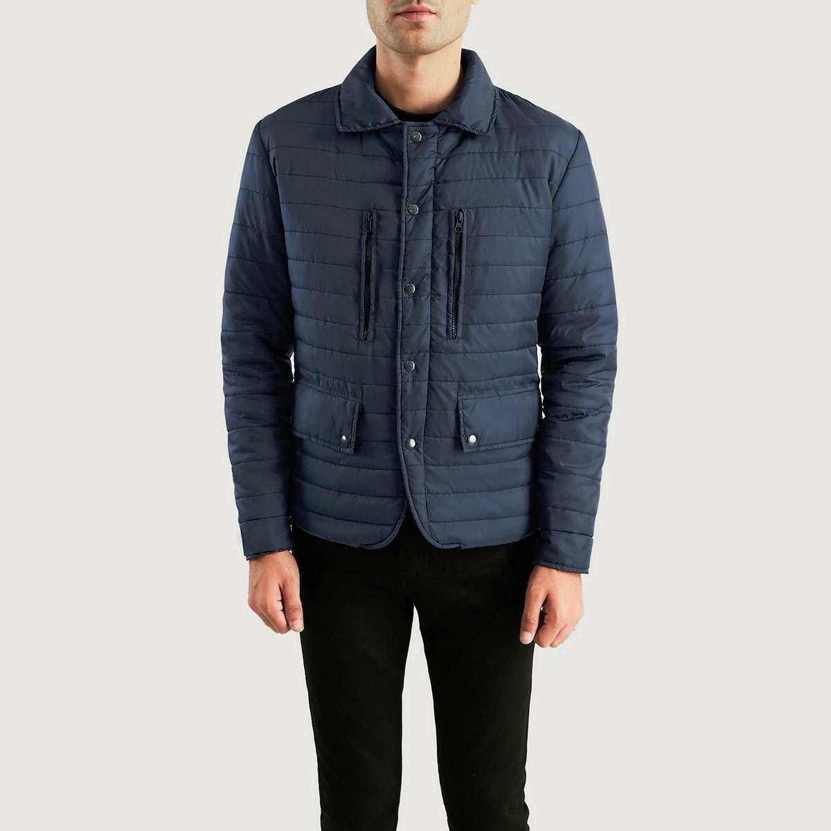 Men's Bo Quilt Windbreaker Skinnjakke for Herre - Lateral Side Profile View Showing Sleeve Cut &amp; Athletic Taper Fit
