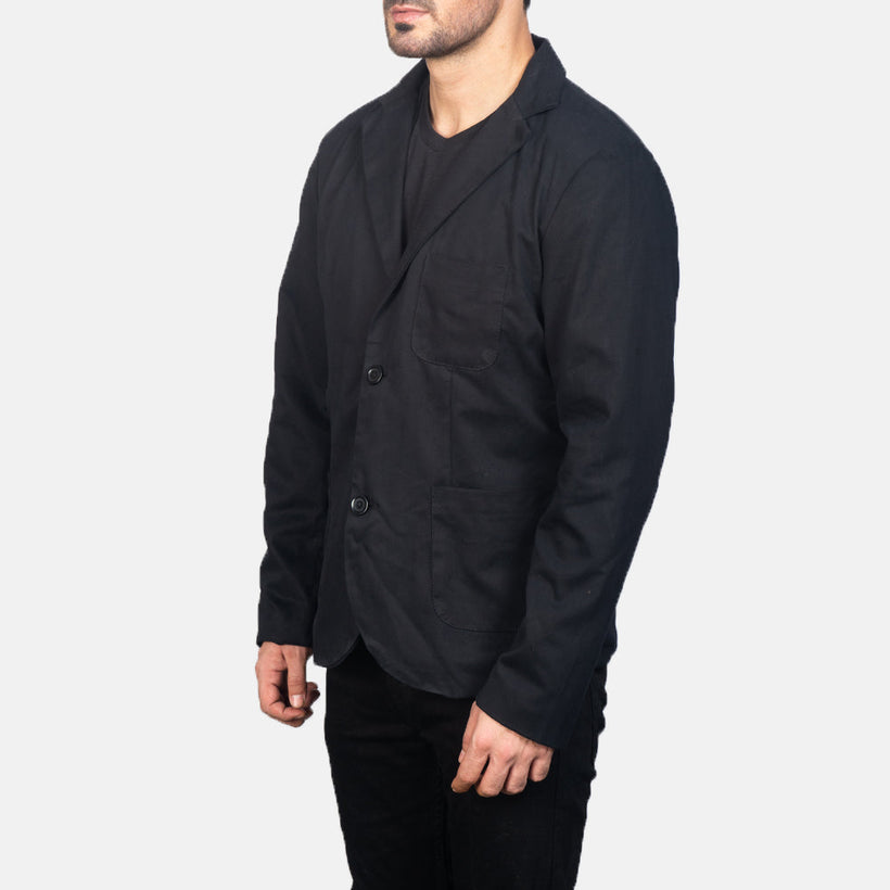 Borges Svart Skinnblazer for Herre
