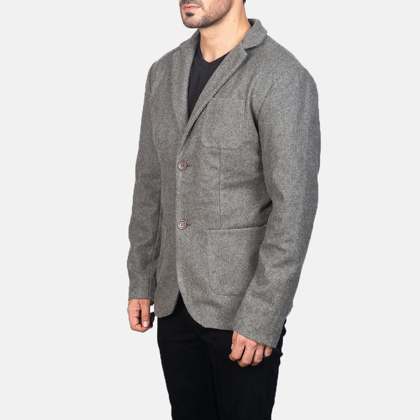 Borges Grey Wool Skinnblazer for Herre