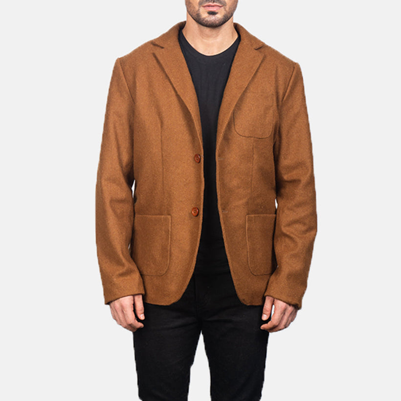 Borges Khaki Wool Skinnblazer for Herre