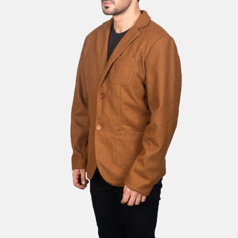 Borges Khaki Wool Skinnblazer for Herre