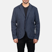 Borges Navy Blue Skinnblazer for Herre in Navy Blue Poly-Cotton - Front Profile View &amp; Tailored Silhouette | Buy Online