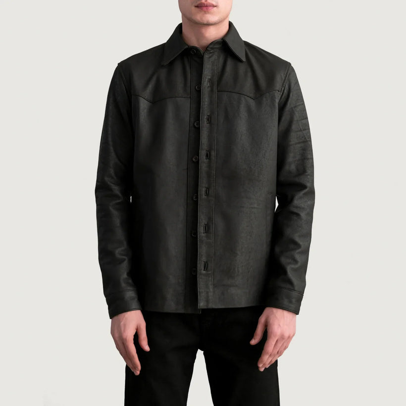 Bronco Tumbled Brun Leather Shirt for Herre