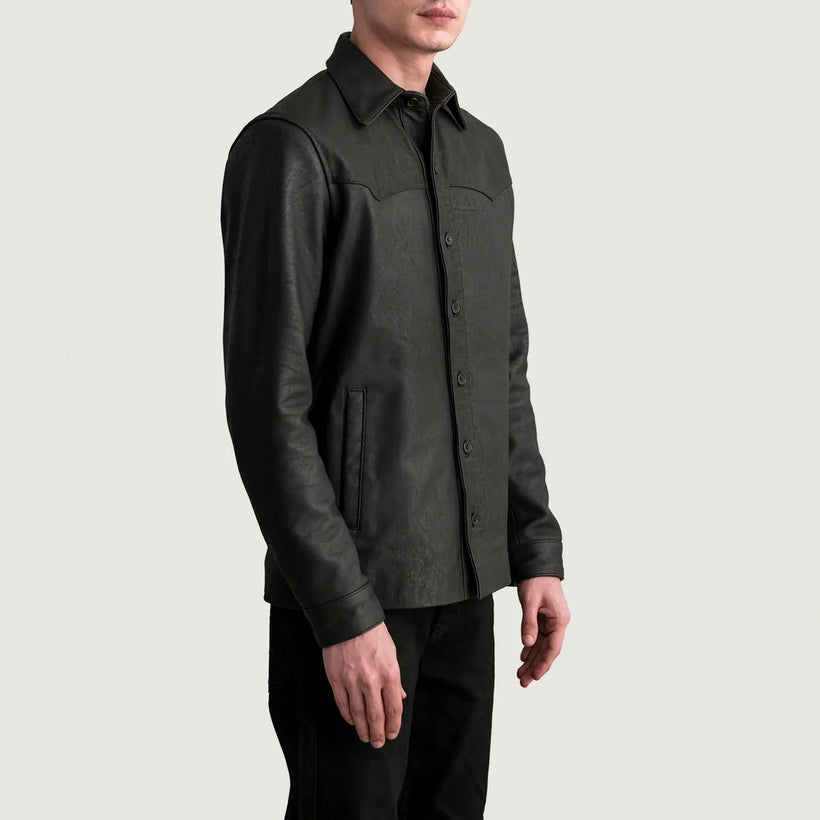 Bronco Tumbled Brun Leather Shirt for Herre