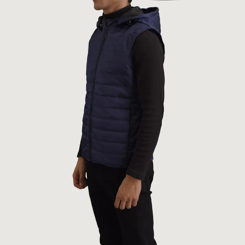 Carlo Blue Hooded Puffer Vest for Herre