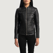Women's Cityscape Svart Bikerjakke i Skinn for Kvinner in Black Sheepskin Leather - Front Profile View &amp; Tailored Silhouette | Buy Online