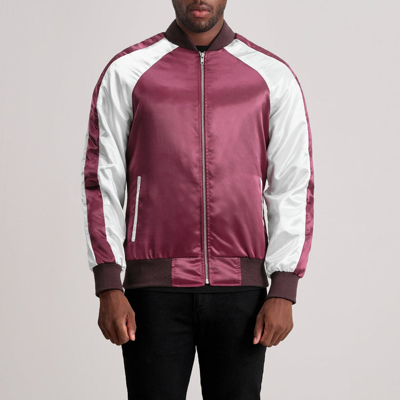Clarke Maroon Varsity Skinnjakke for Herre