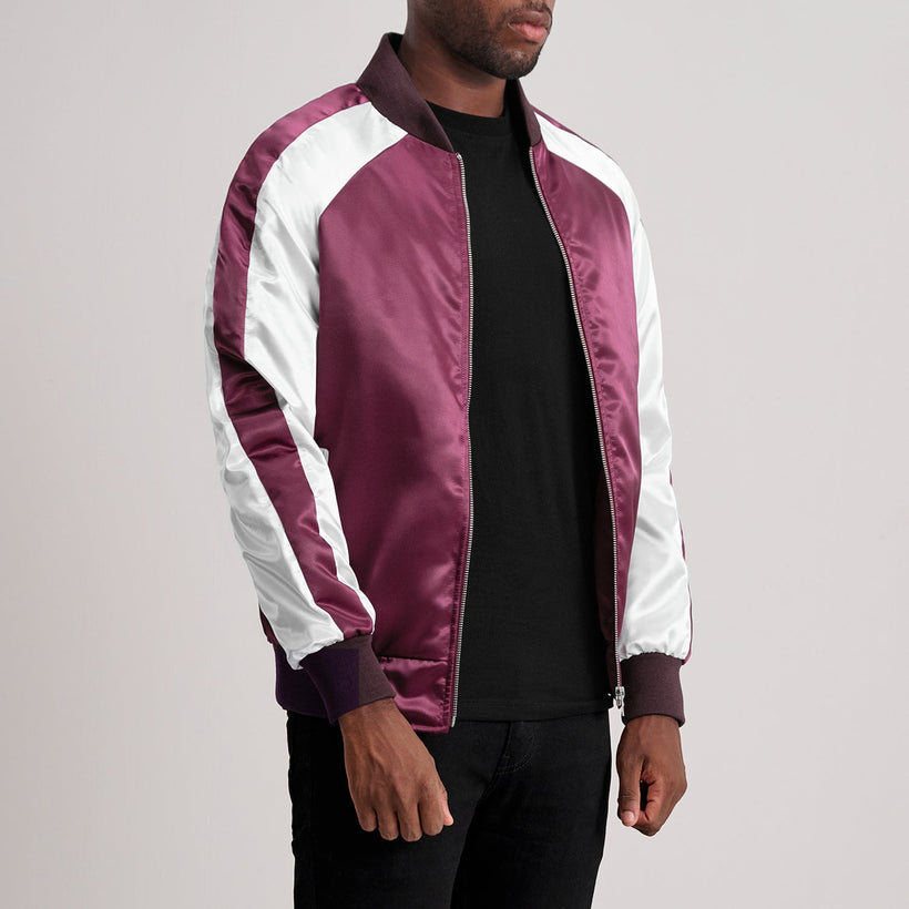 Clarke Maroon Varsity Skinnjakke for Herre