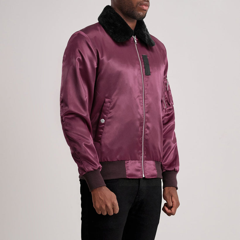 Clyde B-15 Maroon Bomberjakke i Skinn for Herre