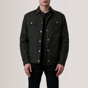 Colberto Olive Waxed Canvas Trucker Skinnjakke for Herre For Men in Olive Waxed Cotton Canvas - Front Profile View &amp; Tailored Silhouette | Buy Online