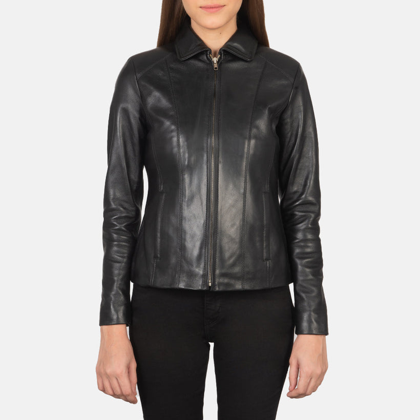 Colette Svart Skinnjakke for Kvinner