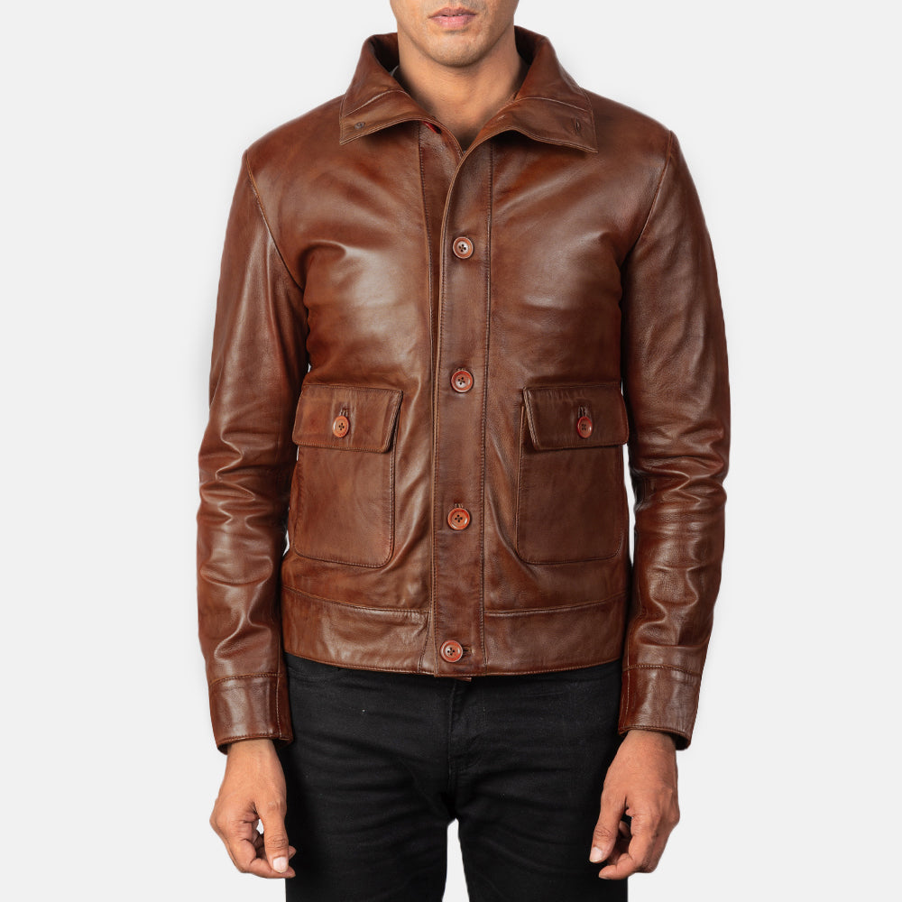 Columbus Bomberjakke i Skinn for Herre – alternate product view 1