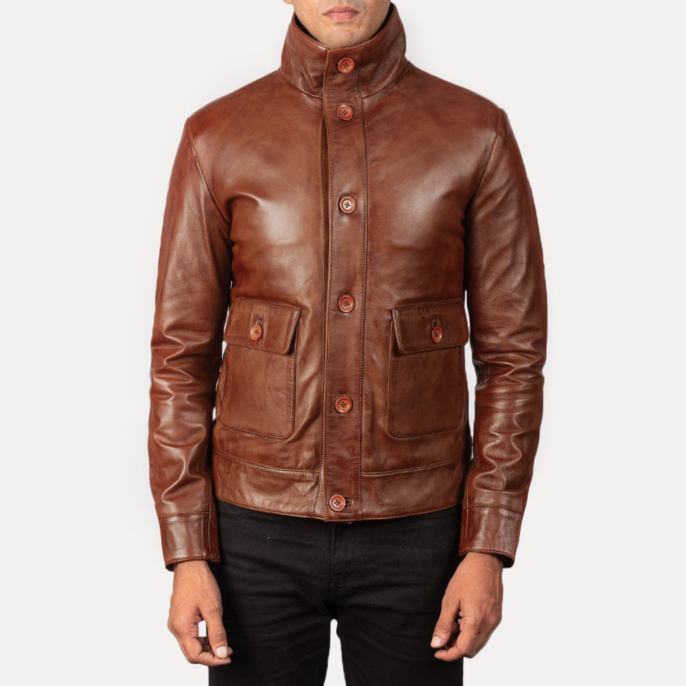 Columbus Bomberjakke i Skinn for Herre – alternate product view 3