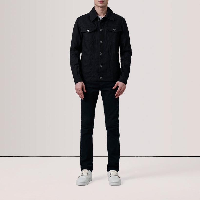 Conard Svart Denim Trucker Skinnjakke for Herre
