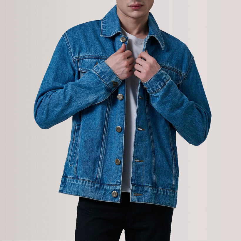 Conard Blue Denim Trucker Skinnjakke for Herre