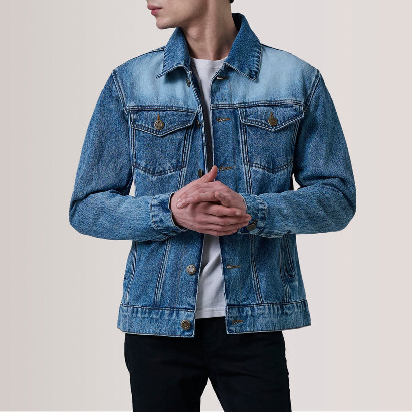 Conard Ice Blue Denim Trucker Skinnjakke for Herre