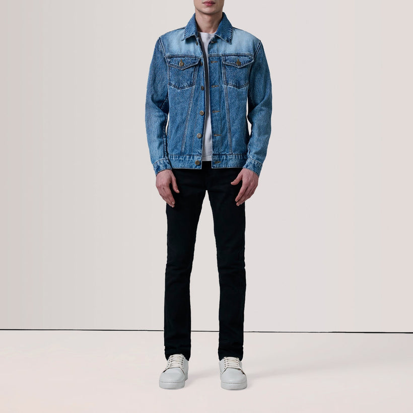 Conard Ice Blue Denim Trucker Skinnjakke for Herre