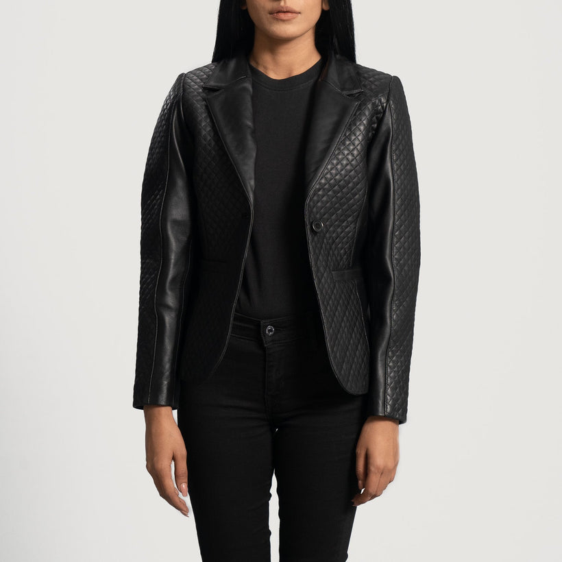 Cora Quilted Svart Skinnblazer for Kvinner