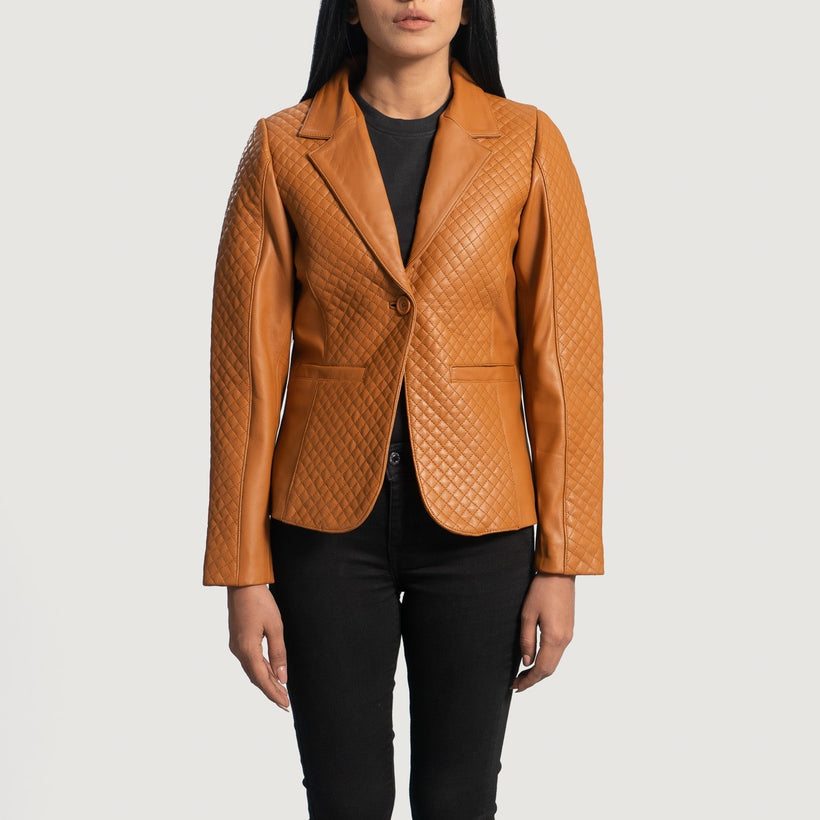 Cora Quilted Brun Skinnblazer for Kvinner