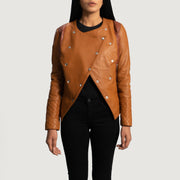 Women's County Lys brun Overlap Skinnjakke for Kvinner - Lateral Side Profile View Showing Sleeve Cut &amp; Athletic Taper Fit