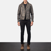 Danny Quilted Bikerjakke i Skinn for Herre – alternate product view 3