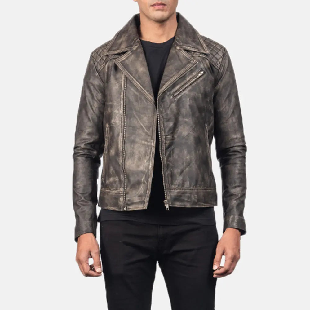 Danny Quilted Bikerjakke i Skinn for Herre – alternate product view 4