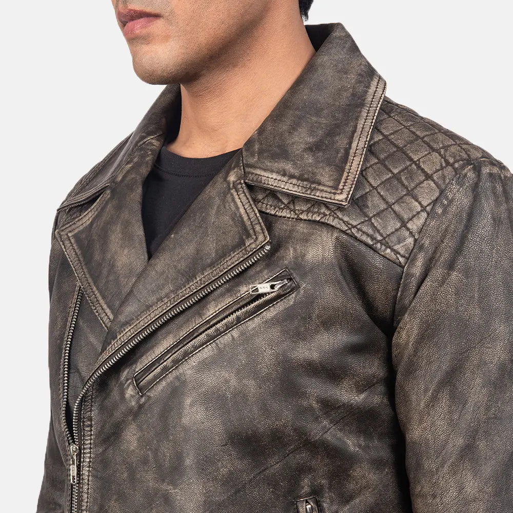 Danny Quilted Bikerjakke i Skinn for Herre – alternate product view 5