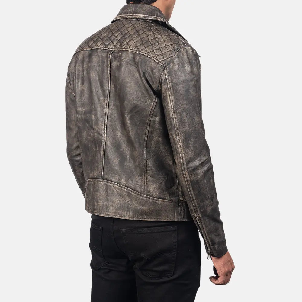 Danny Quilted Bikerjakke i Skinn for Herre – alternate product view 6