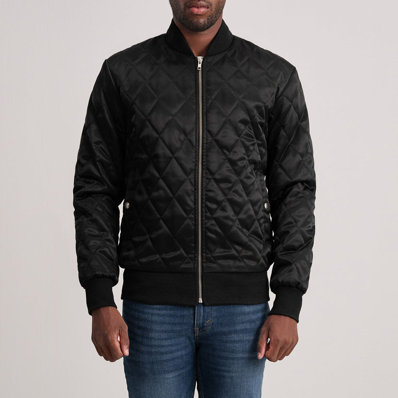 Danson Quilted Svart Varsity Skinnjakke for Herre