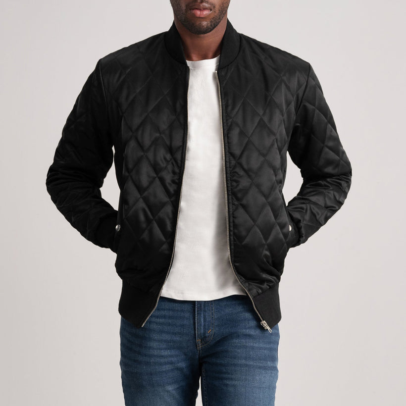 Danson Quilted Svart Varsity Skinnjakke for Herre
