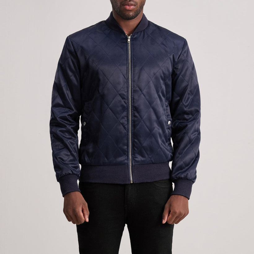 Danson Quilted Blue Varsity Skinnjakke for Herre