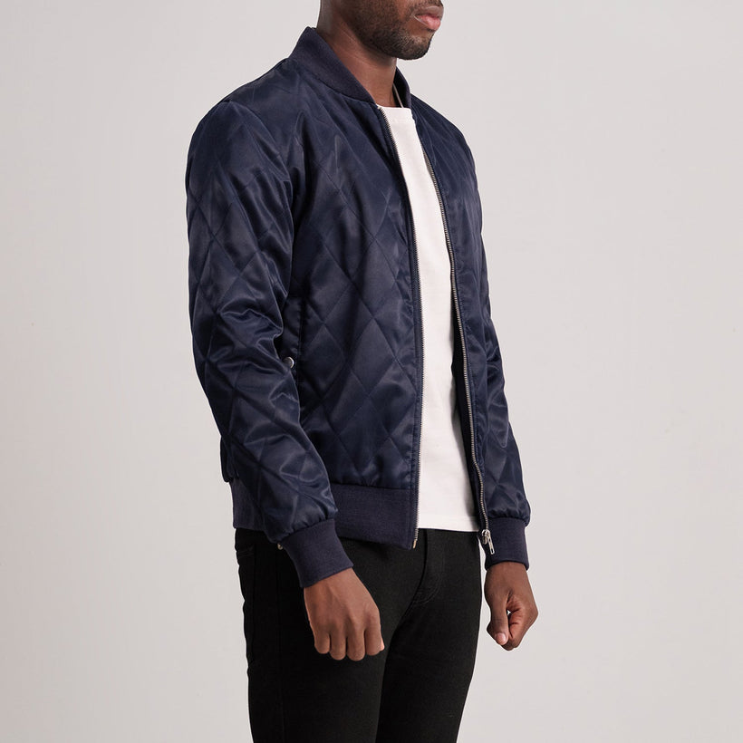 Danson Quilted Blue Varsity Skinnjakke for Herre