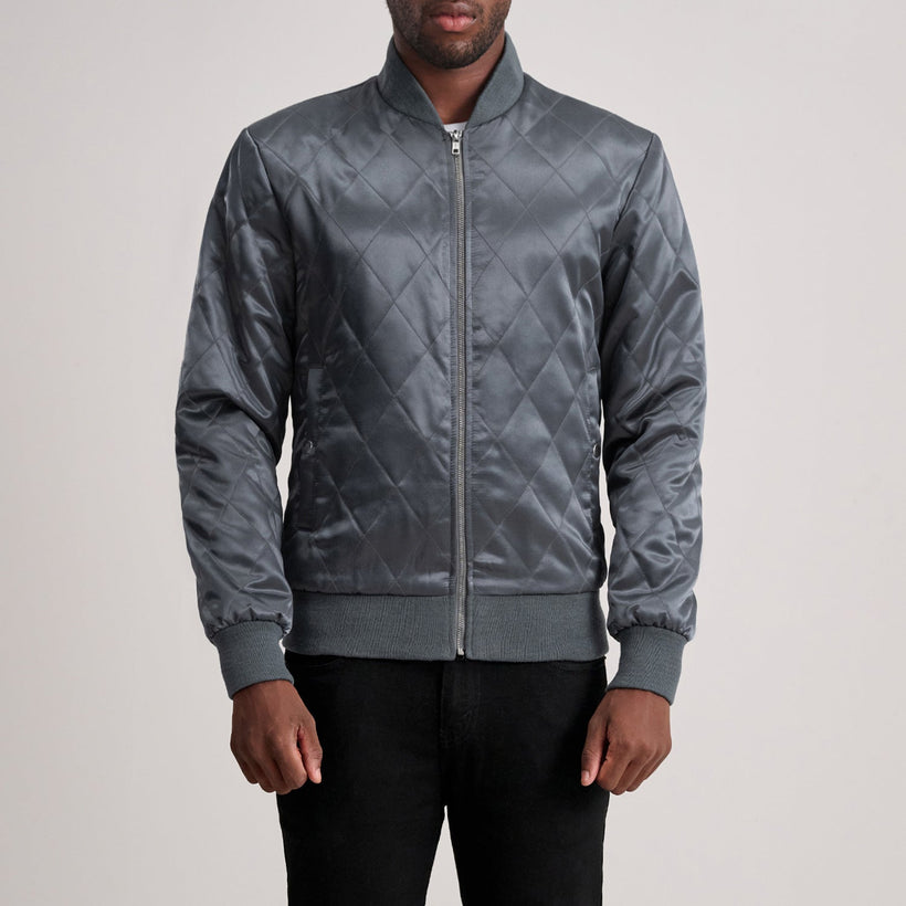 Danson Quilted Grey Varsity Skinnjakke for Herre