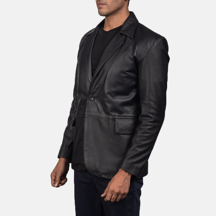 Daron Svart Skinnblazer for Herre
