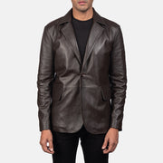 Daron Brun Skinnblazer for Herre in Brown Sheepskin Leather - Front Profile View &amp; Tailored Silhouette | Buy Online