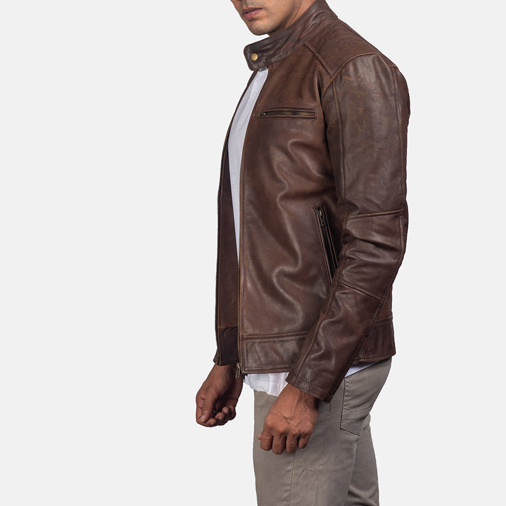 Dean Svart Bikerjakke i Skinn for Herre – alternate product view 4