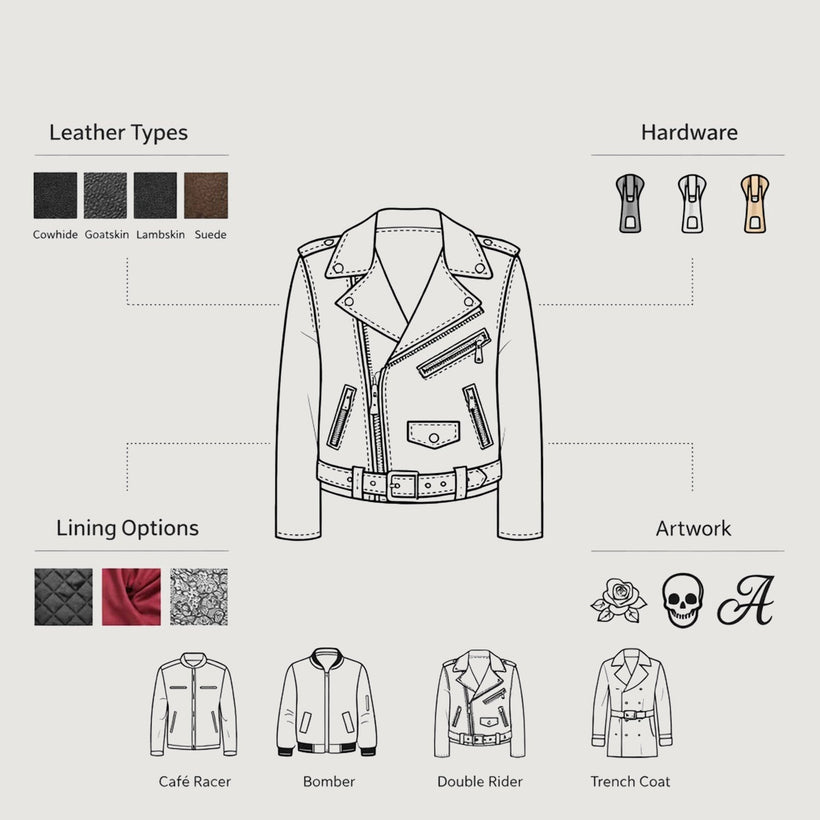 Design Your Own Skinnjakke for Herre