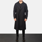 
Detective Black Wool Coat in Black Synthetic Wool - Front Profile View & Tailored Silhouette | Buy Online