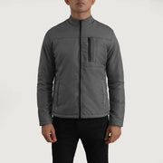 Close-Up Detail of Classic Collar &amp; Zipper Hardware on Elliot Grey Lightweight Skinnjakke for Herre
