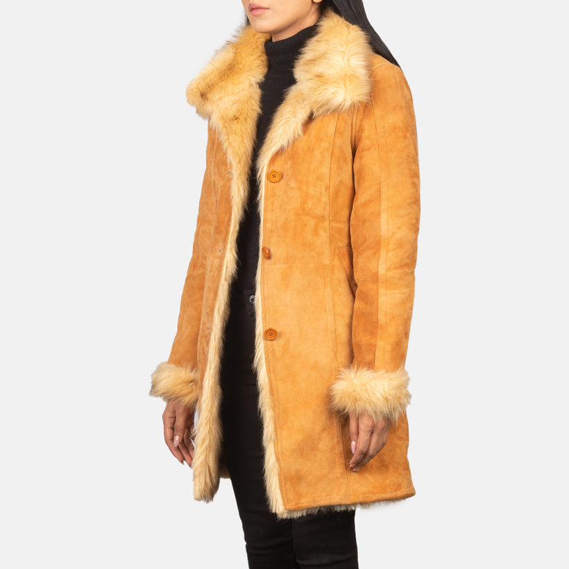 Erica Shearling Skinnkåpe for Kvinner