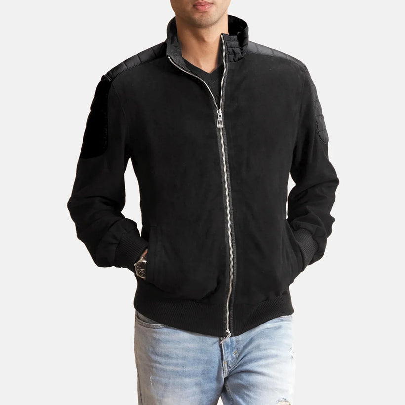 Ethan Hybrid Suede Bomberjakke i Skinn for Herre