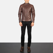 Faisor Mocha Bikerjakke i Skinn for Herre – alternate product view 3