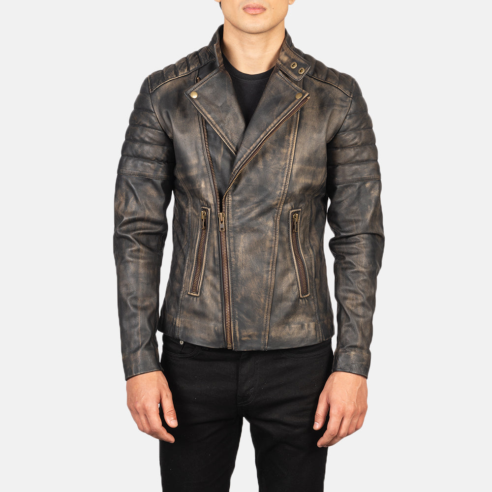 Faisor Mocha Bikerjakke i Skinn for Herre – alternate product view 1