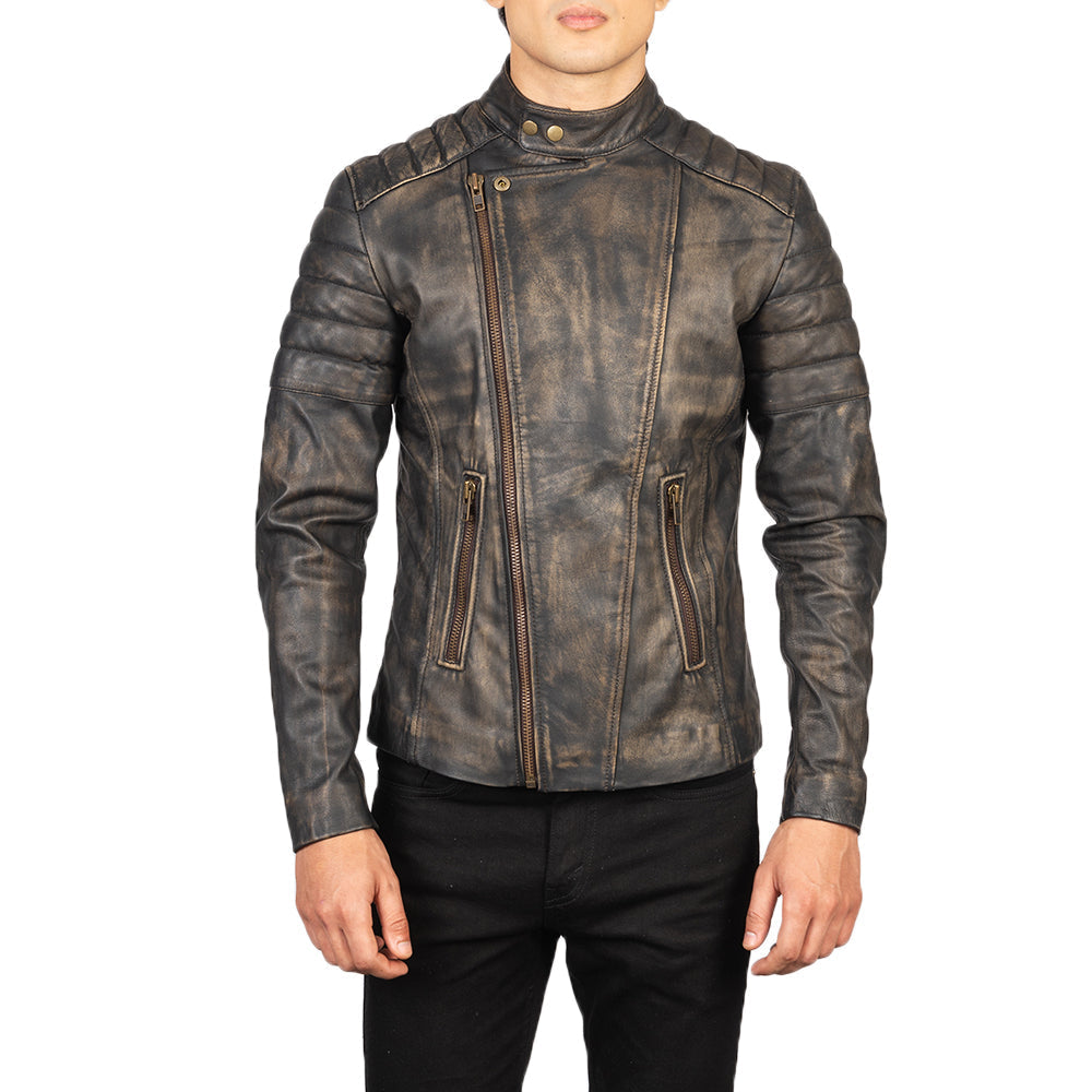 Faisor Mocha Bikerjakke i Skinn for Herre – alternate product view 4