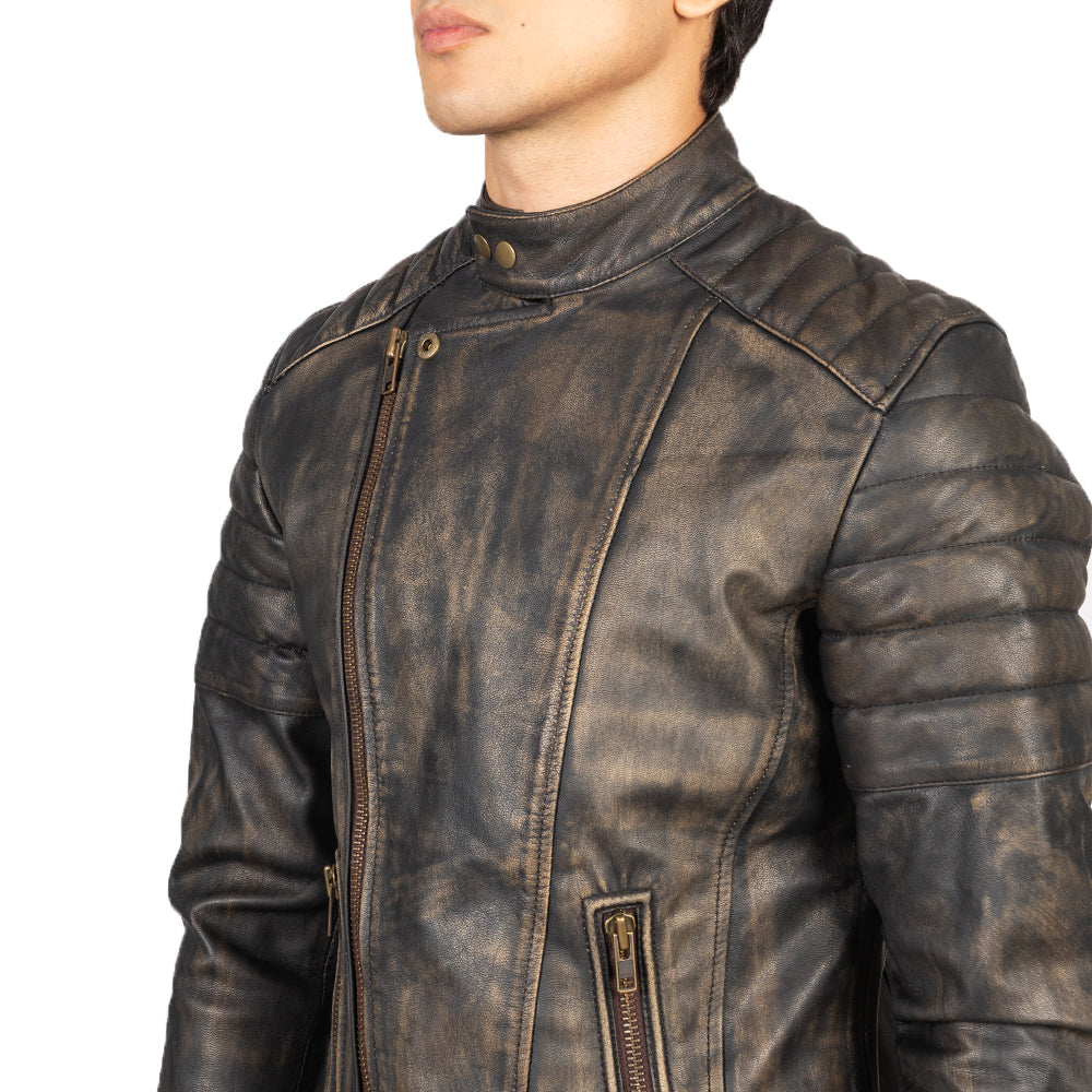 Faisor Mocha Bikerjakke i Skinn for Herre – alternate product view 6